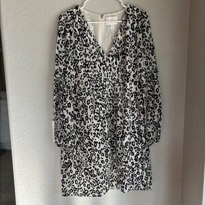 Lilly Pulitzer NWT Black and White Leopard Print V-Neck Tiered Dress